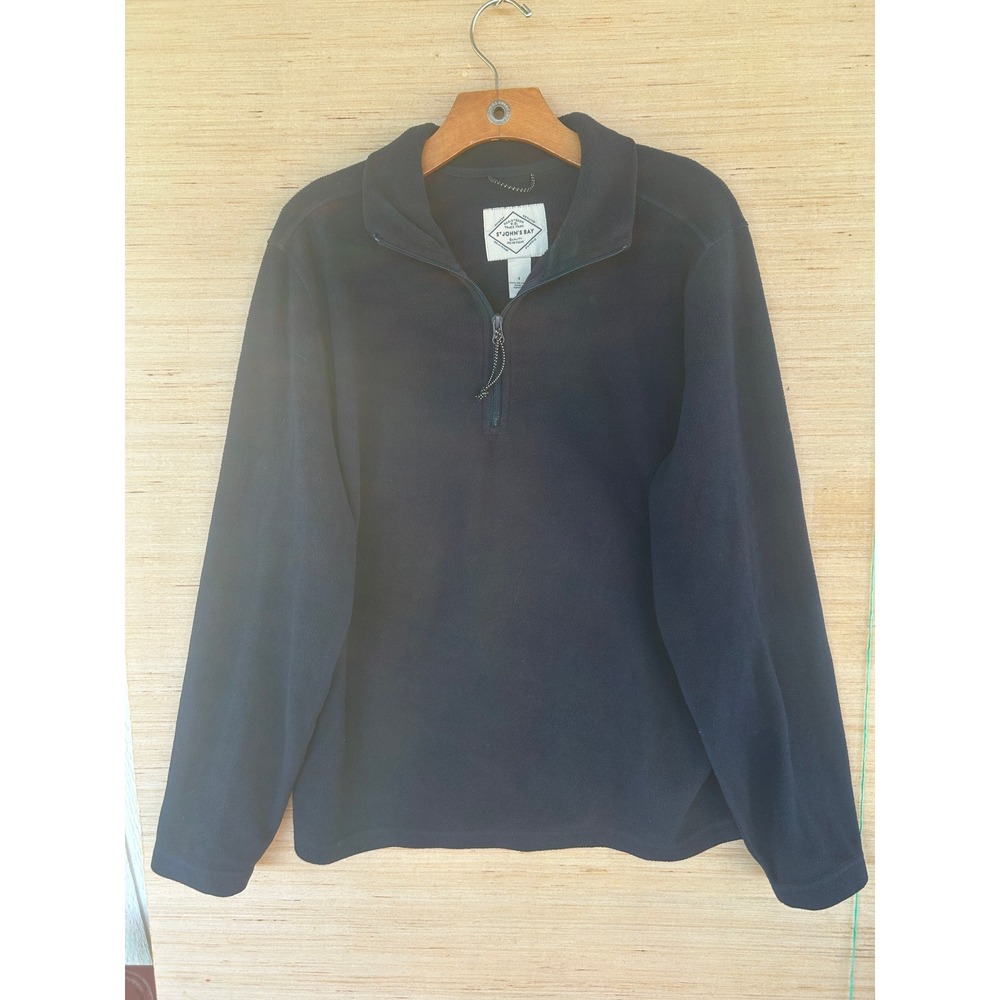 St Johns Bay Mens‎ Navy Blue Quarter Zip Fleece Pullover Sweater Small